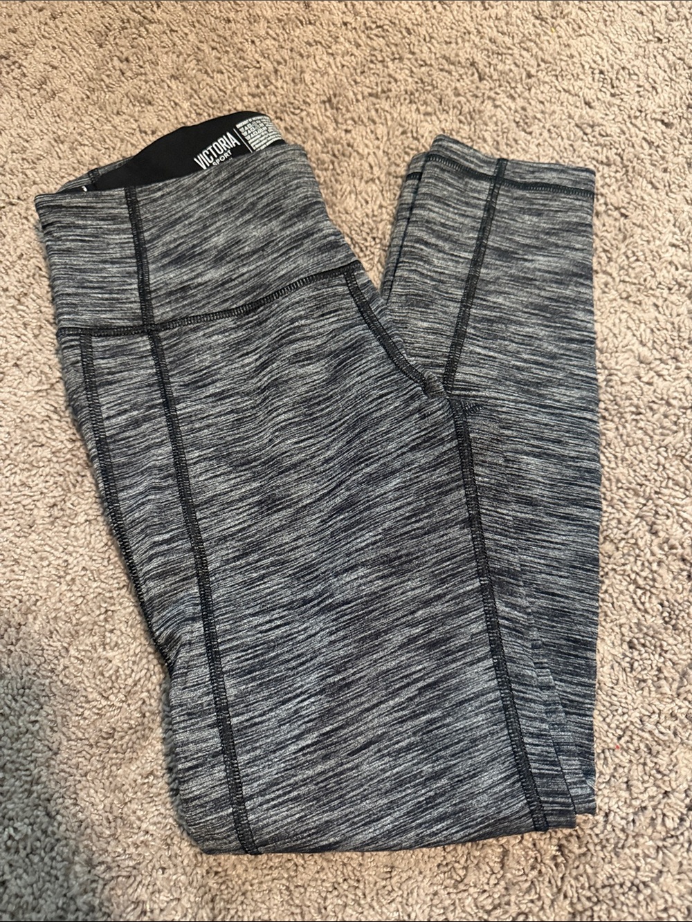 Victoria's Secret Black & Gray Space-Dye Active Leggings